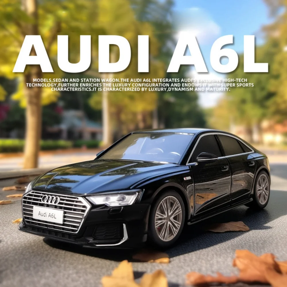 1/18 AUDI A6L Alloy Car Model Toys Diecast Cars 6 Doors Opened with Sound Light Pull Back Scale Models Toys for Boys Gifts