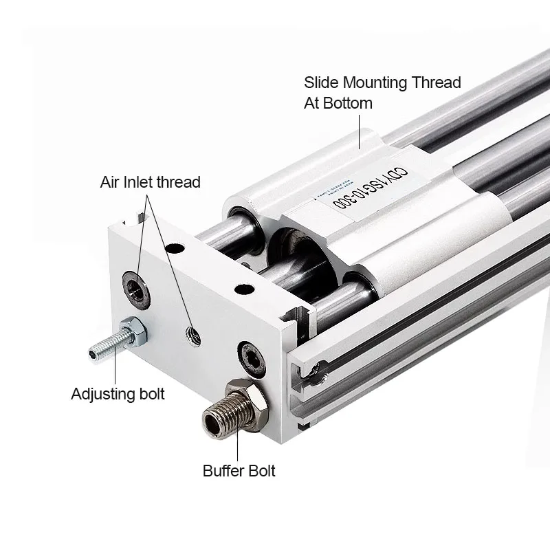 CDY1S Magnetic Coupling Rodless Pneumatic Cylinder Inner Diameter 10/15/25/32/40mm Stroke 50-1500mm Air Piston