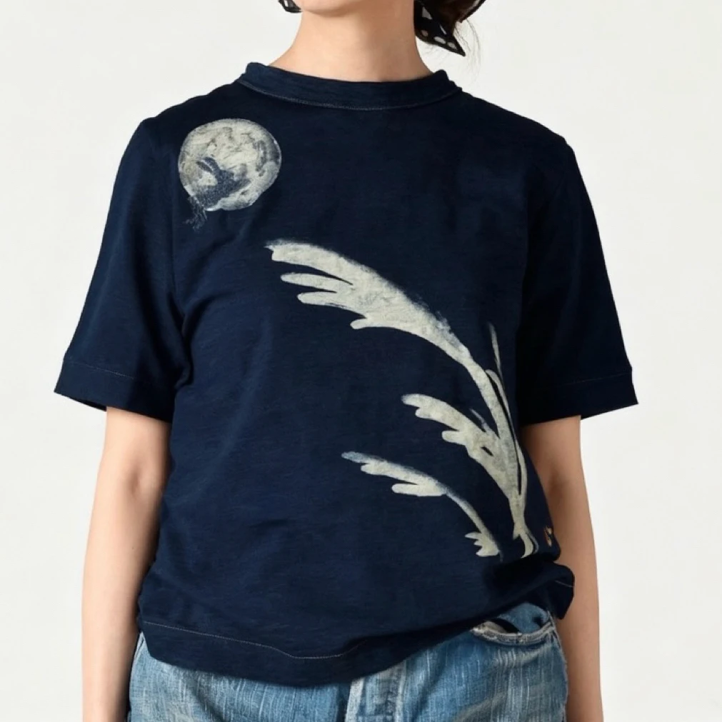 

Японский стиль, повседневная свободная женская футболка с коротким рукавом, вышивка спереди и сзади, хлопковая, летняя мода 2026