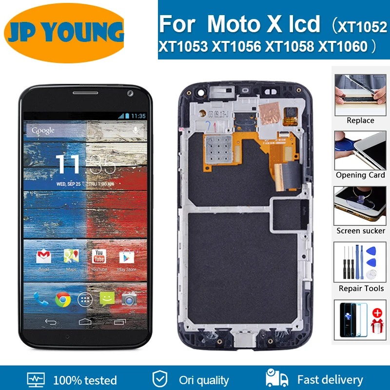 Original 4.7 ''LCD For Motorola MOTO X LCD Digitizer Touch Screen with Frame For Moto X XT1052 XT1053 XT1056 XT1058 XT1060 lcd