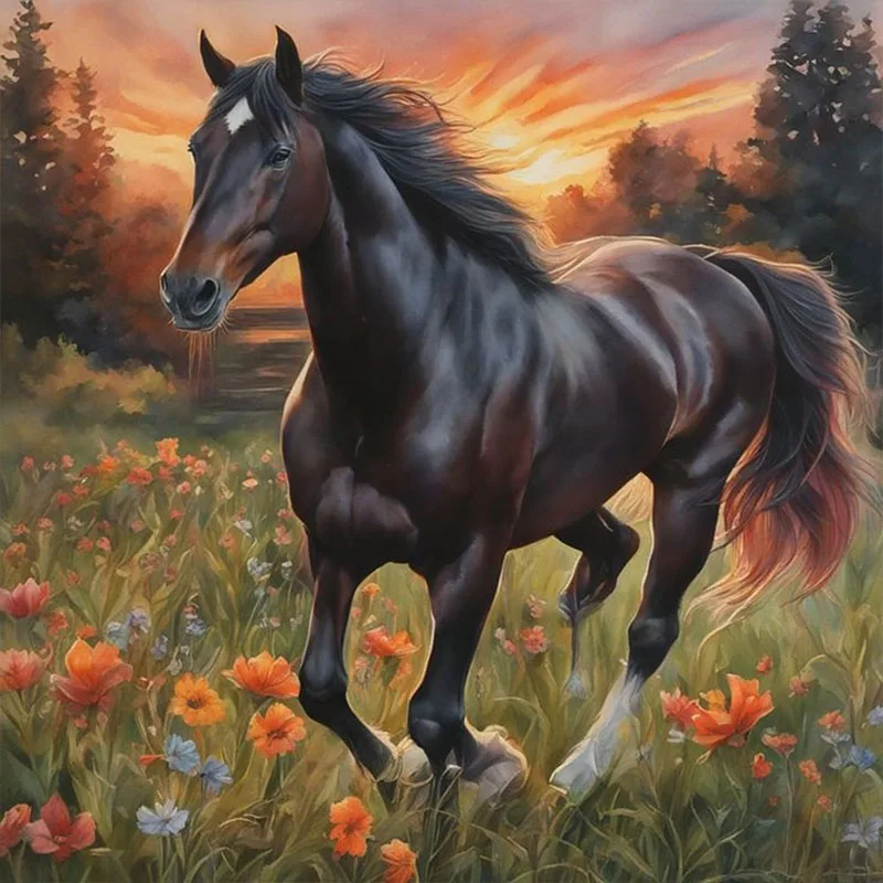 1 Set of Diamond Painting Set for Galloping Horses, DIY Adult Full Diamond Home Decoration Set, Adult Frameless Crafts