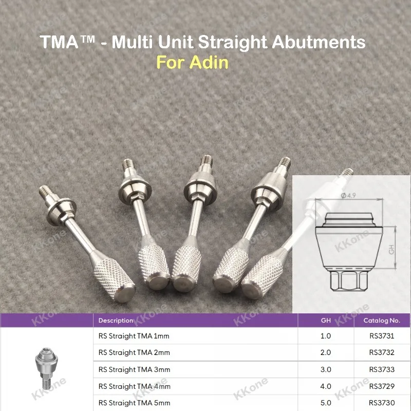 

10 шт. прямых титановых абатментов Multi-Unit для дентальных имплантатов Adin, высококачественный титановый сплав