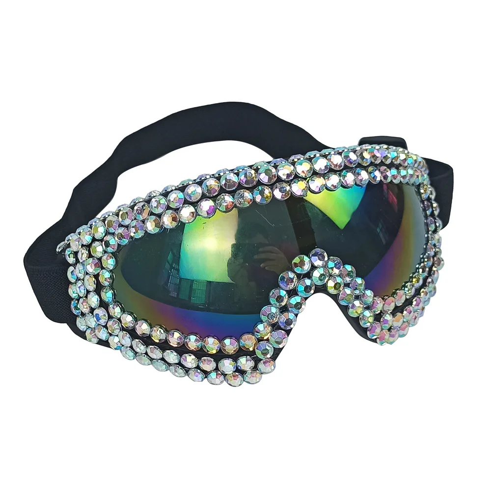 Eyewear donna uomo Steampunk Cyberpunk Diamond Pearl occhiali magici da pilota occhiali musica carnevale Halloween Costume Cosplay