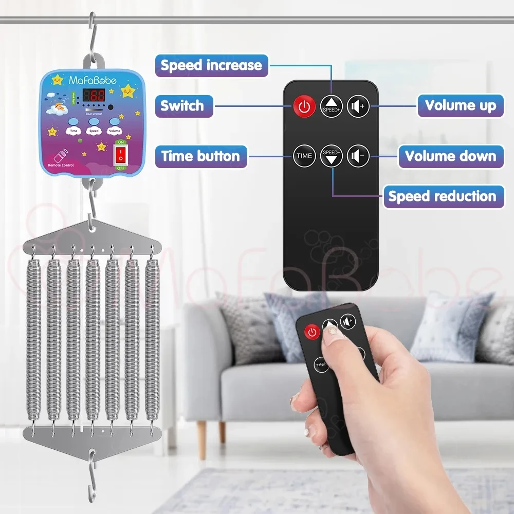 Elektrik-cuna electrónica para bebé, cuna eléctrica automática con Control remoto y juego de Sarong