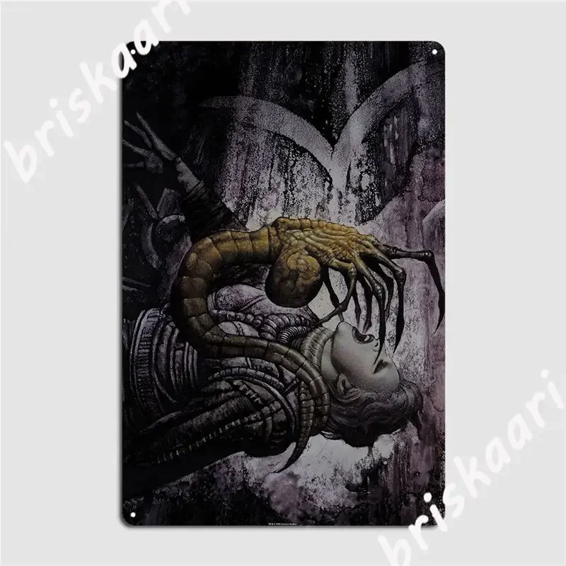 Alien On Her Face Metal Plaque Poster Mural Wall Decor Cinema Garage Printing Tin Sign Poster