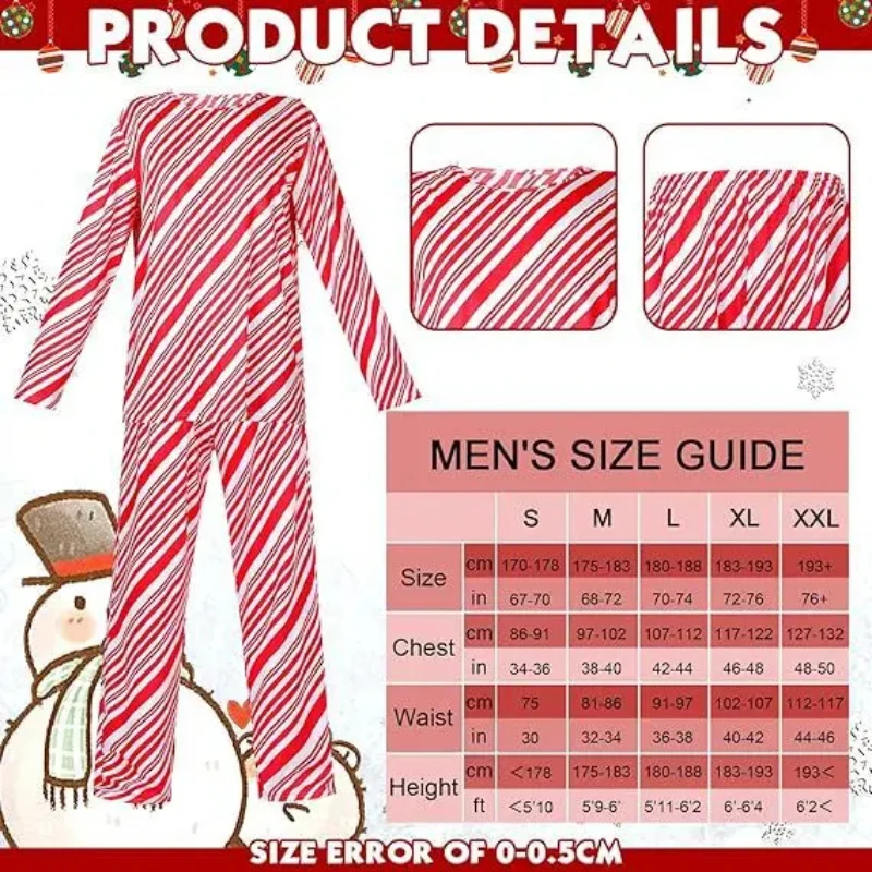 مضحك قصب الحلوى زي تأثيري مجموعة للرجال النساء الكبار عيد الميلاد عيد الميلاد كرنفال حفلة مرحلة الأداء الملابس #2