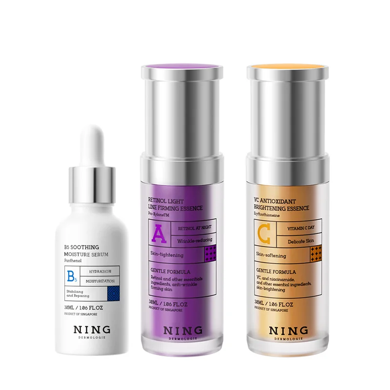 

NING DERMOLOGIE B5 SOOTHING HYDRATING SERUM + VITAMIN C BRIGHTENING SERUM + RETINOL FIRMING SERUM - SERUM SET