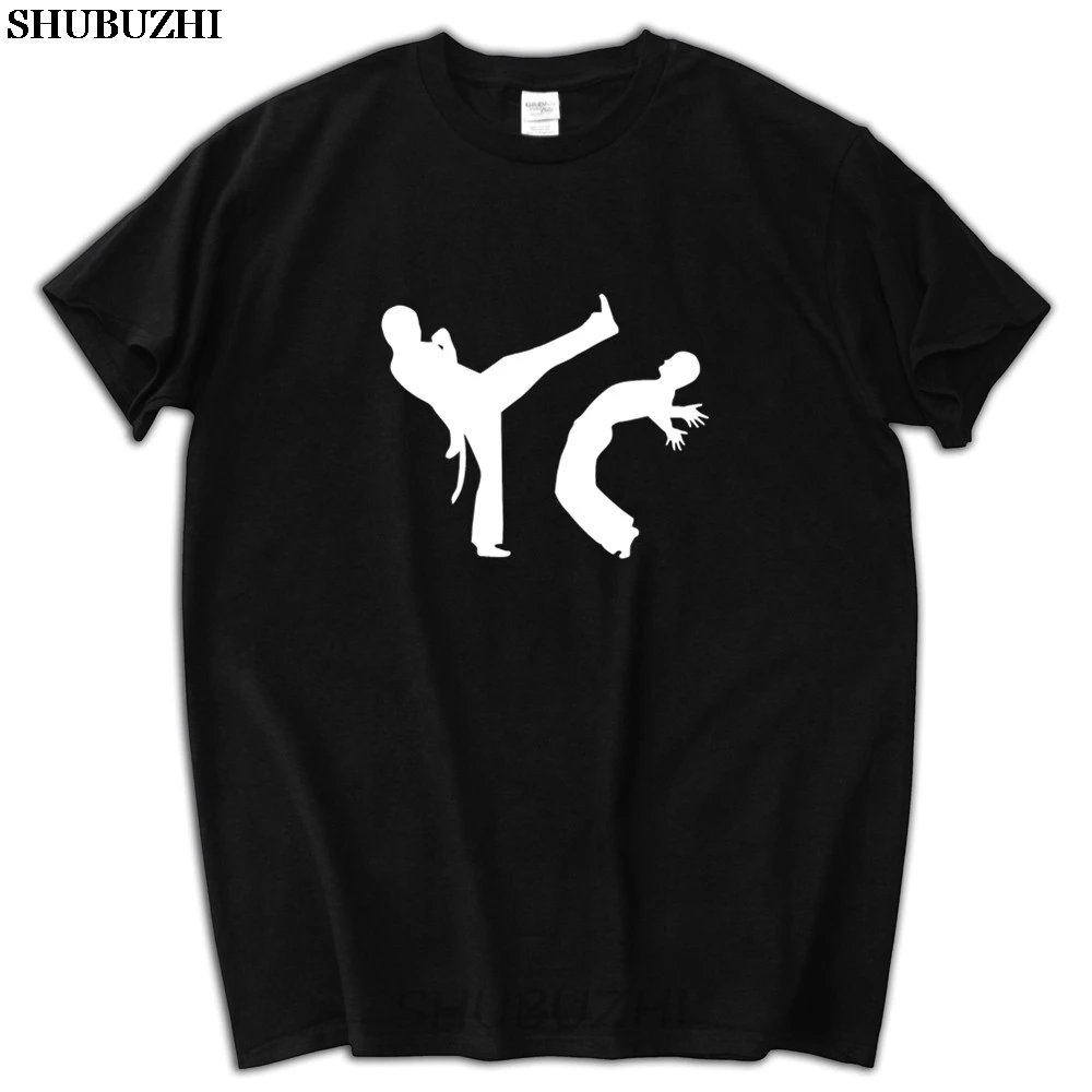 Impressão Eu amo Capoeira Camisa masculina manga curta gola redonda camisetas de grupo de algodão