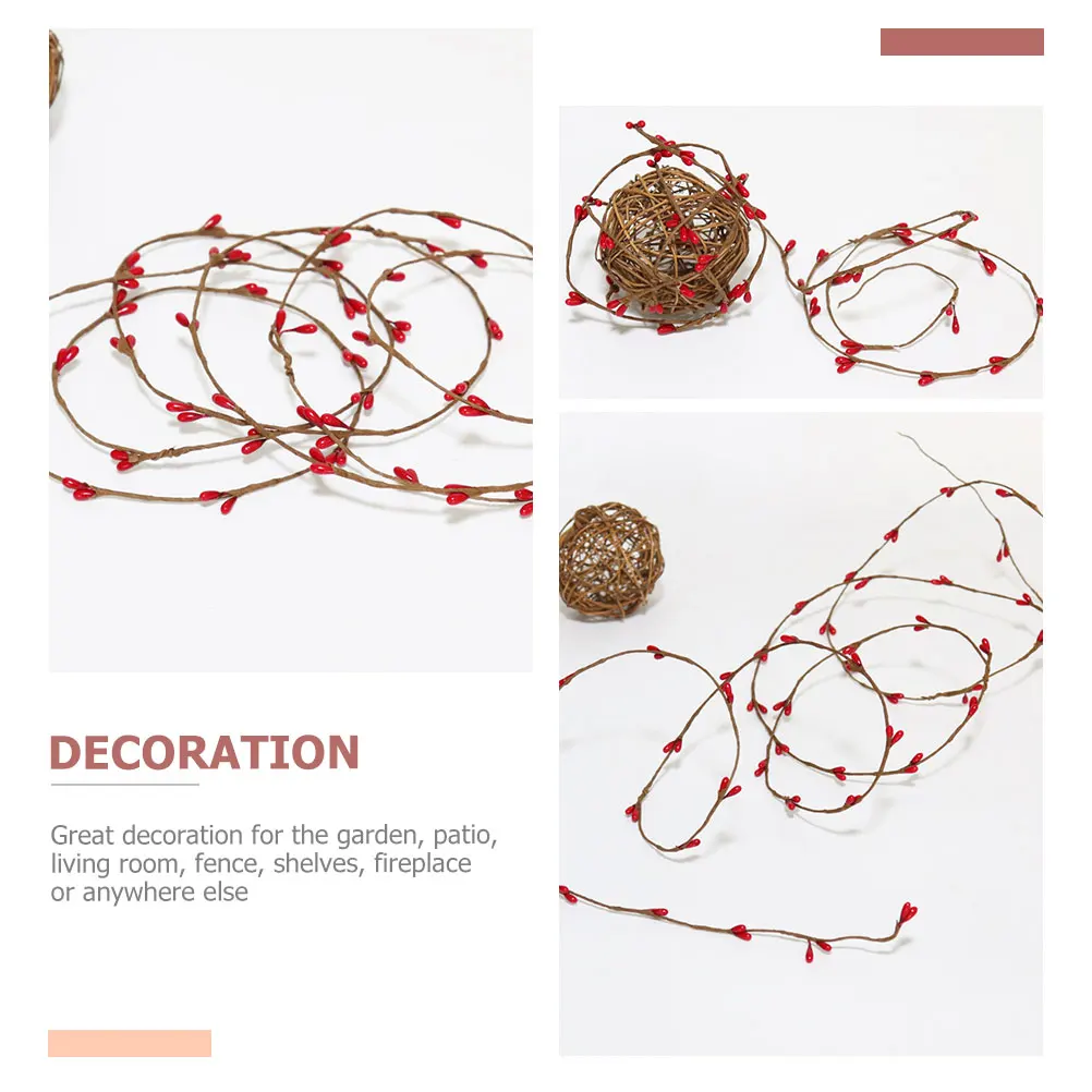 

4pcs Artificial Red Berry Rattan Fake Christmas Garland Decor Diy Home Party Decoration Supplies Xmas Ornament Props Simulation
