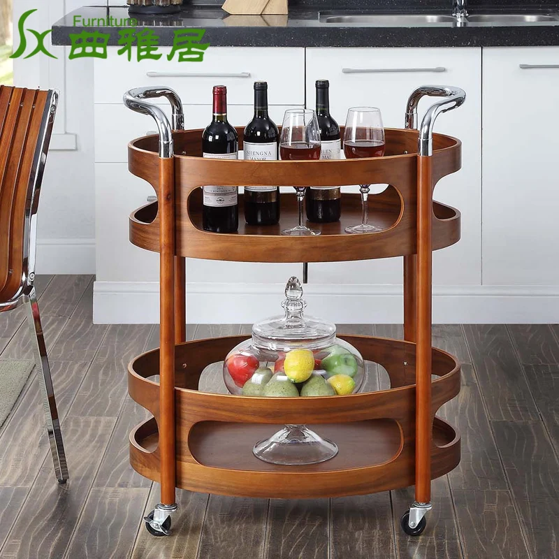 

Тележка для обеденного автомобиля из цельного дерева, мобильная домашняя кухонная тележка для чая, многофункциональная