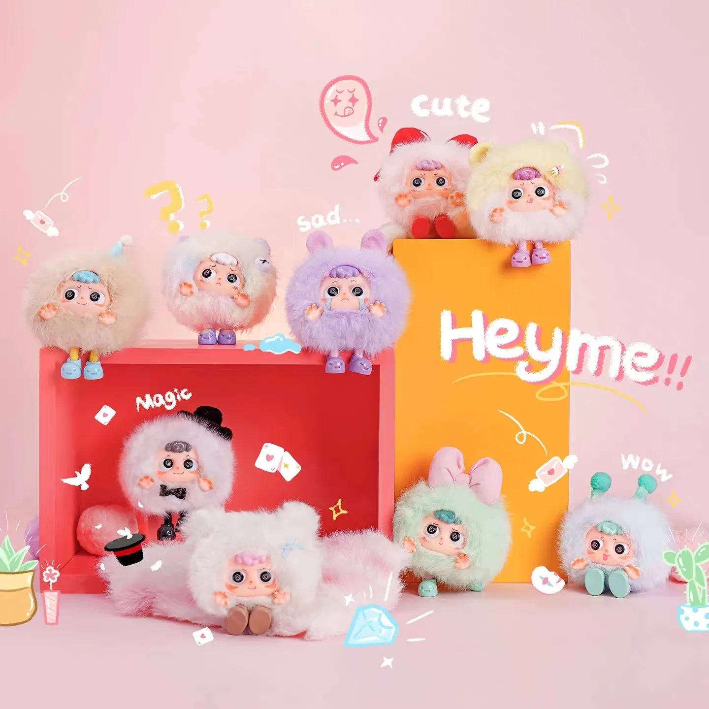 

Heyme Dear Little Ghost Blind Box Cute Vinyl and Plush Doll Collectible Figure Keychain Toy Gift for Girls Christmas Gift