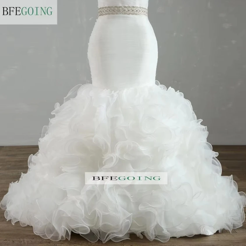 Mermaid/Trumpet Wedding Dresses Chapel Train Customized Off The Shoulder V-Neck Floor-Length Bridal Gowns