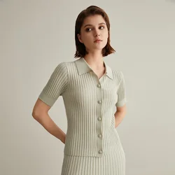 BC635 Luxury Women's Clothing Merino Wool Sweaters For Woman Silk Woolen Ladies Clothes Knitted Polo Shirt