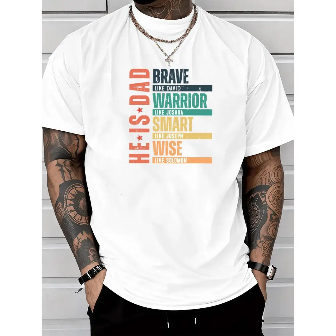 

Men's Christian Dad T-Shirt | "He Is Dad" Bible Heroes Graphic Tee | Father's Day Faith Inspirational Gift Top