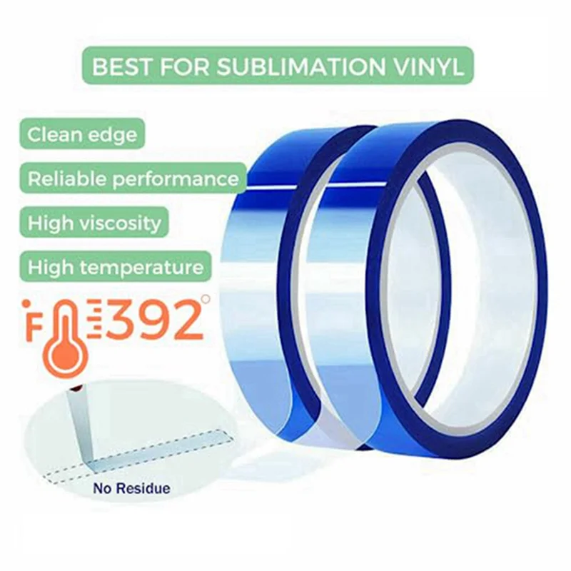 Practical-3 Pack 20Mm Heat Resistant Tape For Sublimation , 33M (108 Ft) 3Inch Core High Temp Blue