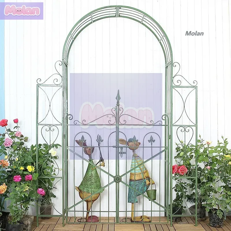 

European retro wrought iron arch flower stand climbing vine stand plant rose climbing shelf garden courtyard outdoor arched door