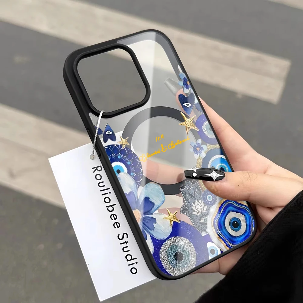 11:11 Evil Eye Ästhetische Klare Hülle für iPhone 17 16 11 12 15 Pro Max 13 14 Plus Hüllen für Magsafe Kabelloses Laden Drop Funda – Detail 6