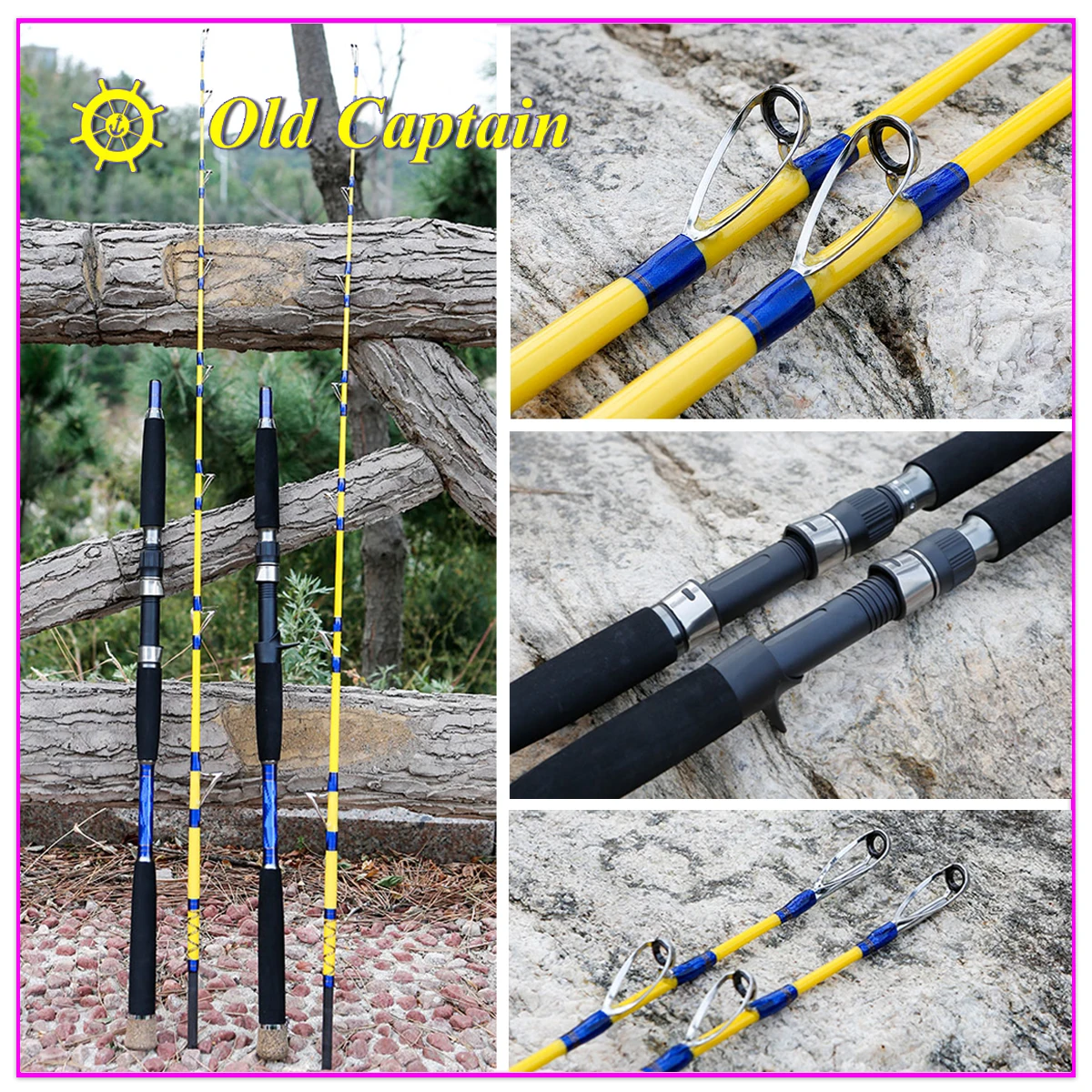 1.6M/1.7M/1.85M 【50-350g/15-40lb】Solid Rod tip Heavy fishing Rod profession Deep Sea Boat Fishing Rod Saltwater Jigging Rod