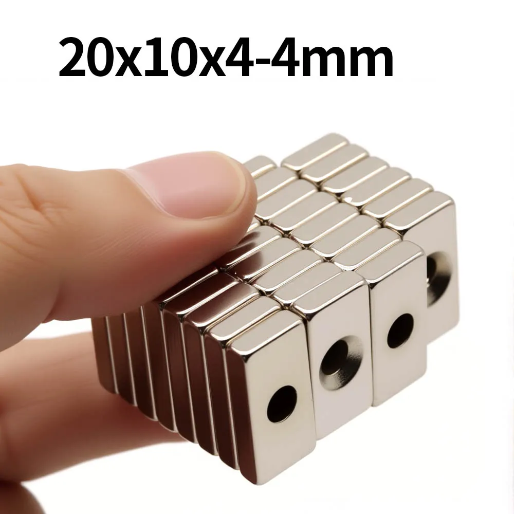 Super Strong Neodymium Magnet N35 NdfeB Permanent Magnetic imanes Block With Holes Powerful Magnet Refrigerator Magnet 20x10x4-4
