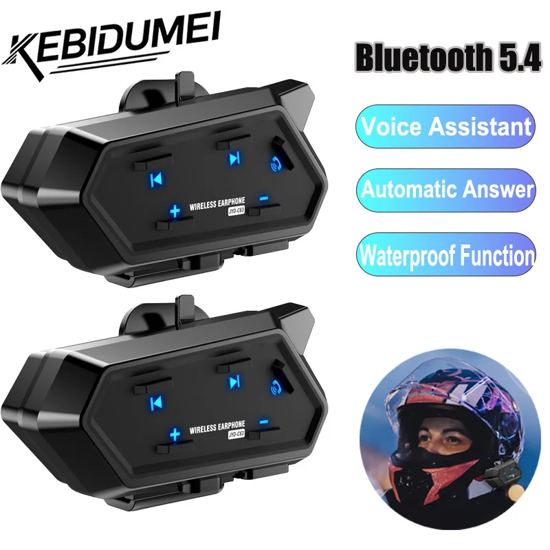 

Kebidumei C63 Bluetooth5.4 Гарнитура для мотоциклетного шлема Беспроводное шумоподавление с голосовым помощником Наушники для мотоциклетной головы