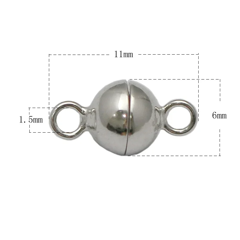 925 Sterling Silver Smooth Ball Strong Magnetic Clasps for Necklace Bracelet Chain Buckle Hook Jewelry Findings ID36524