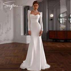 Vestidos de novia con corte de sirena, ropa de manga larga, escote Corazón, Espalda descubierta, corsé con curvas, elegante, 2024