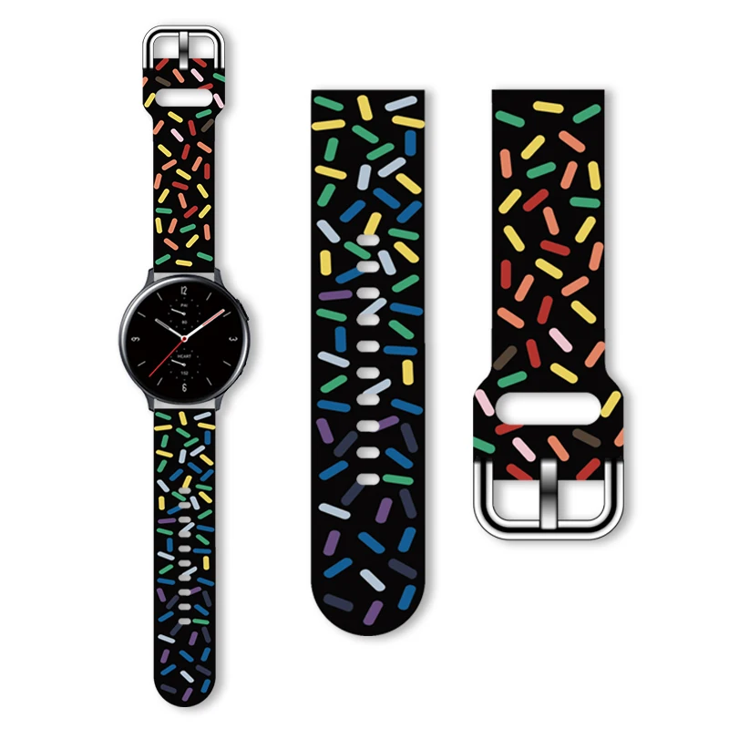 22mm Rainbow Printed Strap for Samsung Galaxy Watch 6/5 40mm 44mm 6Classic 47mm Band Replaceable Bracelet for Amazfit Watchband