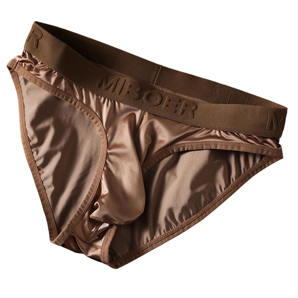 Mens Briefs Ice Silk Satin-like Underwear For Man Gay Sissy Bulge Pouch Smooth Solid Underpants Japanese Thongs Men's Underpants