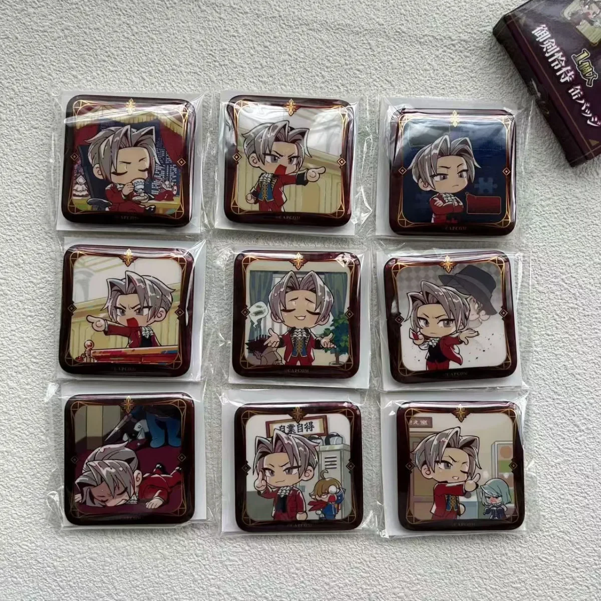 Badge en fer blanc 58 mm Ace Attorney Phoenix Wright Miles Edgeworth Cosplay Anime, accessoire décoratif, cadeau d'Halloween