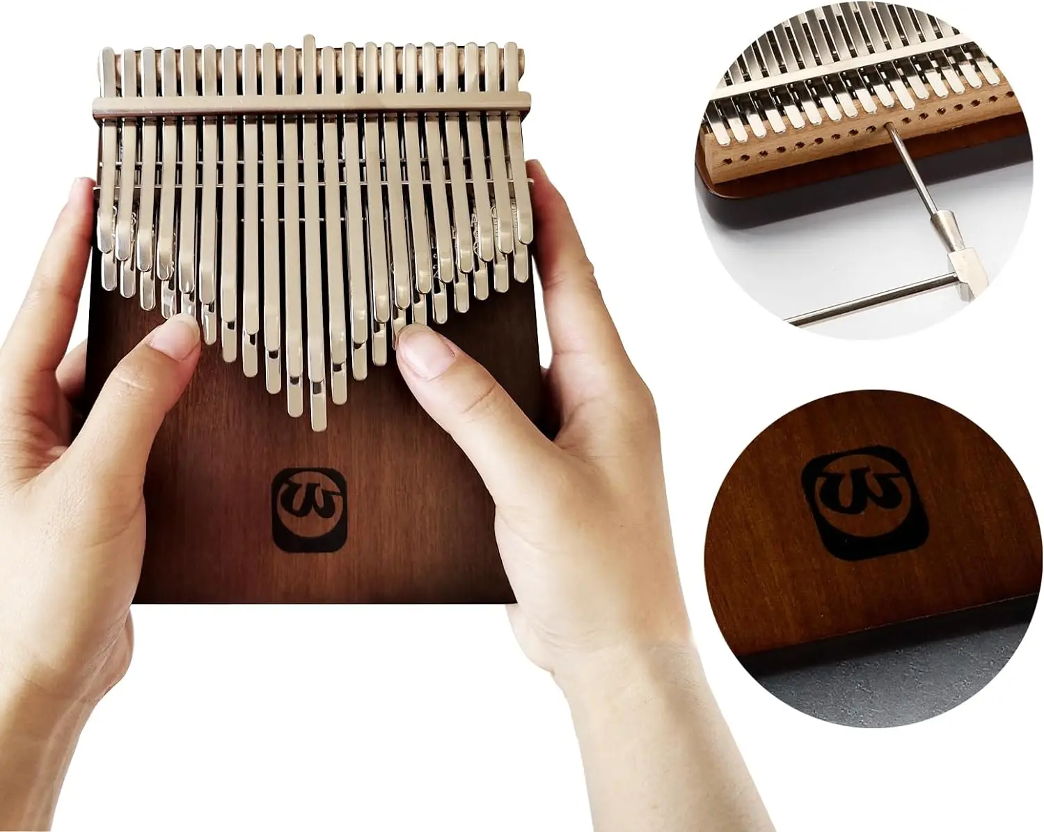 Thumb Piano 42 Keys, Flat-board Finger Piano Walnut Wood Marimba Music Gifts with Song Book and Tune Hammer WALTERT