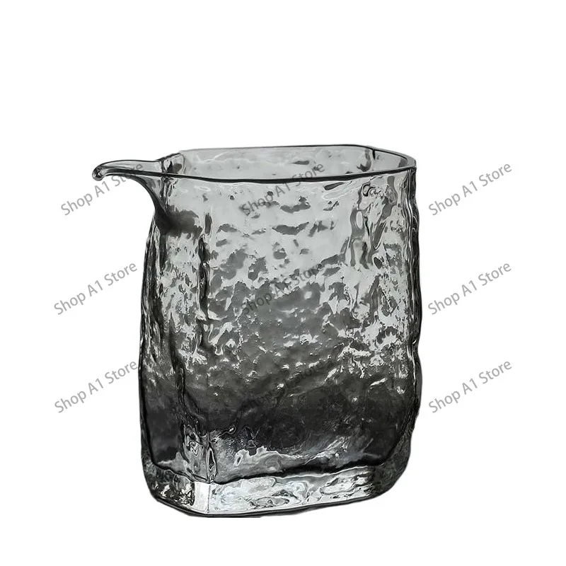 Square Hammered Glass Fairness Cup, Japanese Style Gongfu Tea Pitcher, Tea Set Accessory