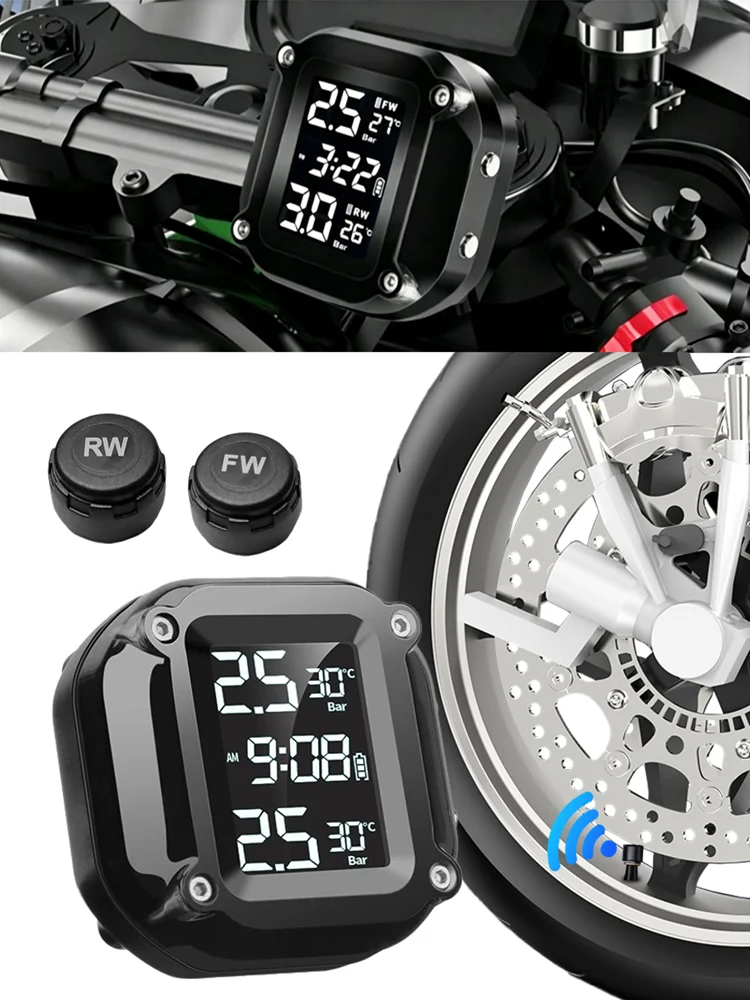 Tire Pressure Monitor - Motorrad-Reifendrucküberwachungssystem (TPMS) mit LCD-Display und internen