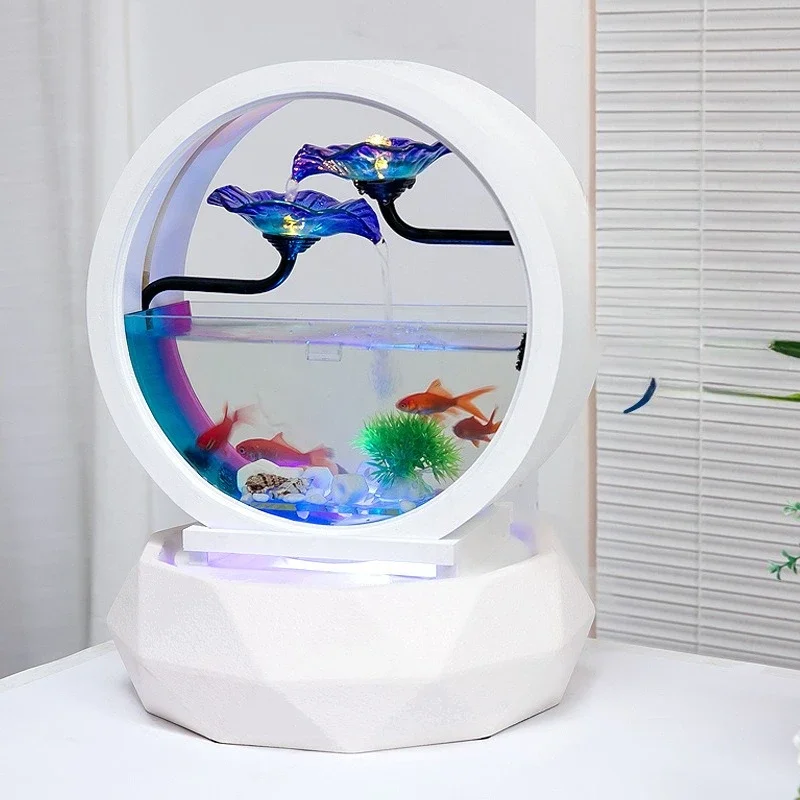 flowing water fish tank ornament, European living room desktop creative home fountain water fountain, entrance decoration