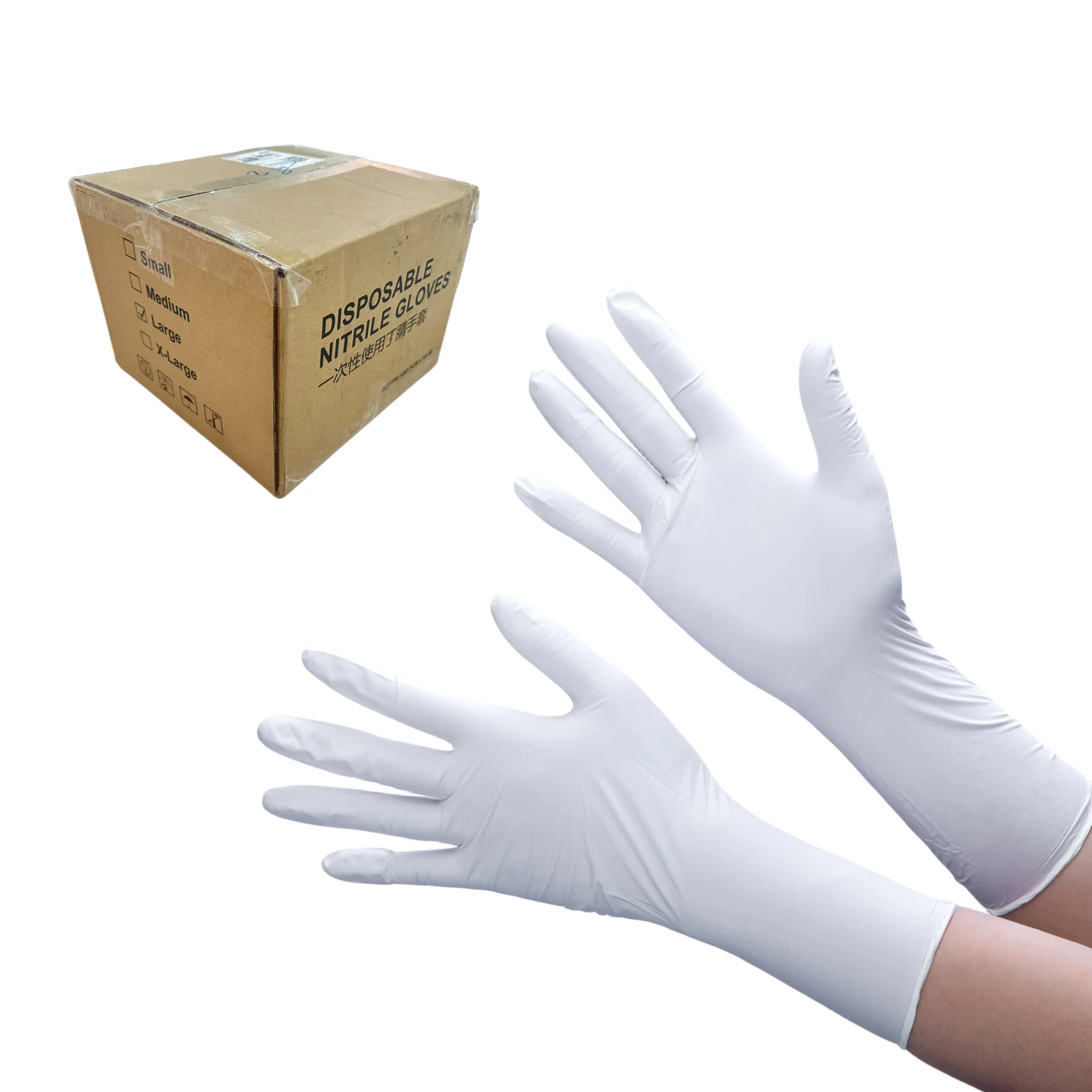 5PCS 4mil ROHS High Quality Fngertip Texture Dust Free Cleanroom 12 Inch 300cm Length White Blue Work ROHS Industrial Nitrile Gl