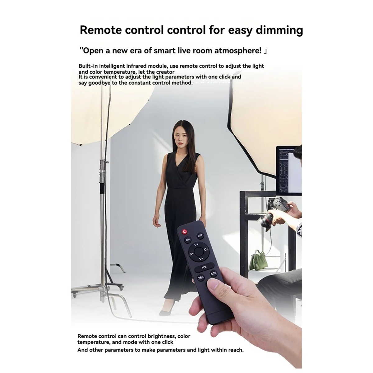 

B67C 300W Bi LED Video Light, Continuous LED Lighting with 2.4G Wireless Remote for Portrait, Outdoor Photographic US Plug