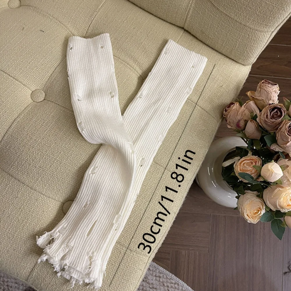 Guanti da subcultura elastici alla moda Polsini da polso Punk Y2K Maniche lunghe senza dita Scava fuori Maniche colorate in maglia strappate JK