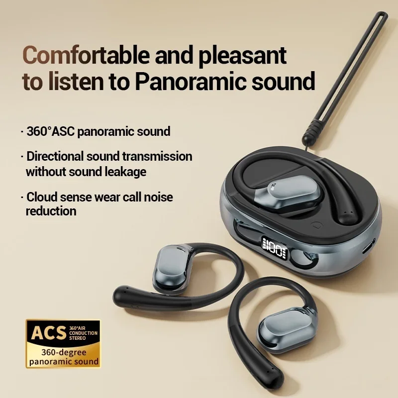 

Bluetooth 5.4 Earphones 360 Degree Surround Sound with Air Bone Conduction Wireless Over the Ear Headphones for Noise Reductions