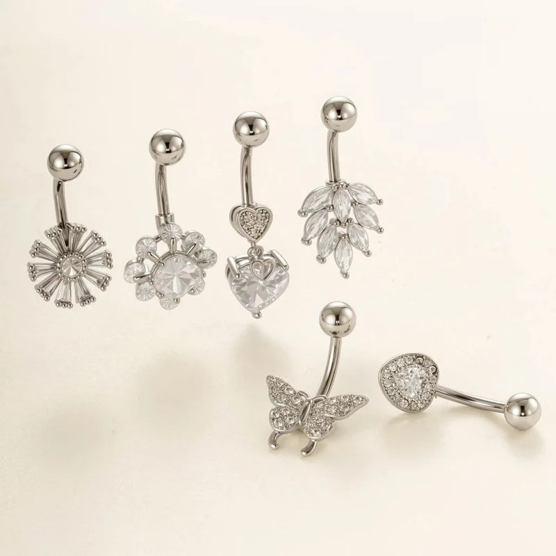 1 قطعة القلب مثير البطن زر خواتم السرة ثقب الفولاذ المقاوم للصدأ ثقب Ombligo البطن زر ثقب المجوهرات للنساء هدية