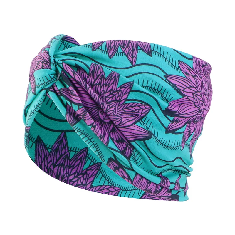 Women African Pattern Print Headbands Turban Wide Stretch Headwrap Twist Style Hair Bandanas Head Wrap Elastic Headwear