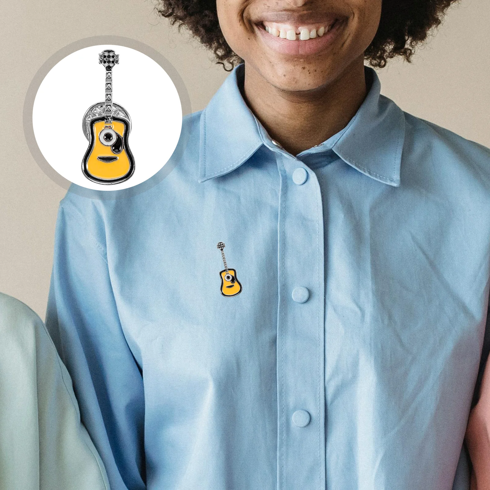 

3 Pcs Guitar Brooch My Social Badge Enamel Pin Lapel Halloween Alloy Child