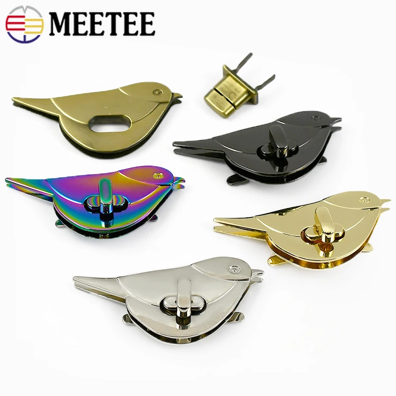 

2/4Pcs Meetee Bird Shape Handbag Decorative Lock Metal Buckle Purse Turn Twist Locks Bag Closure Snap Clasp Hardware Accessories