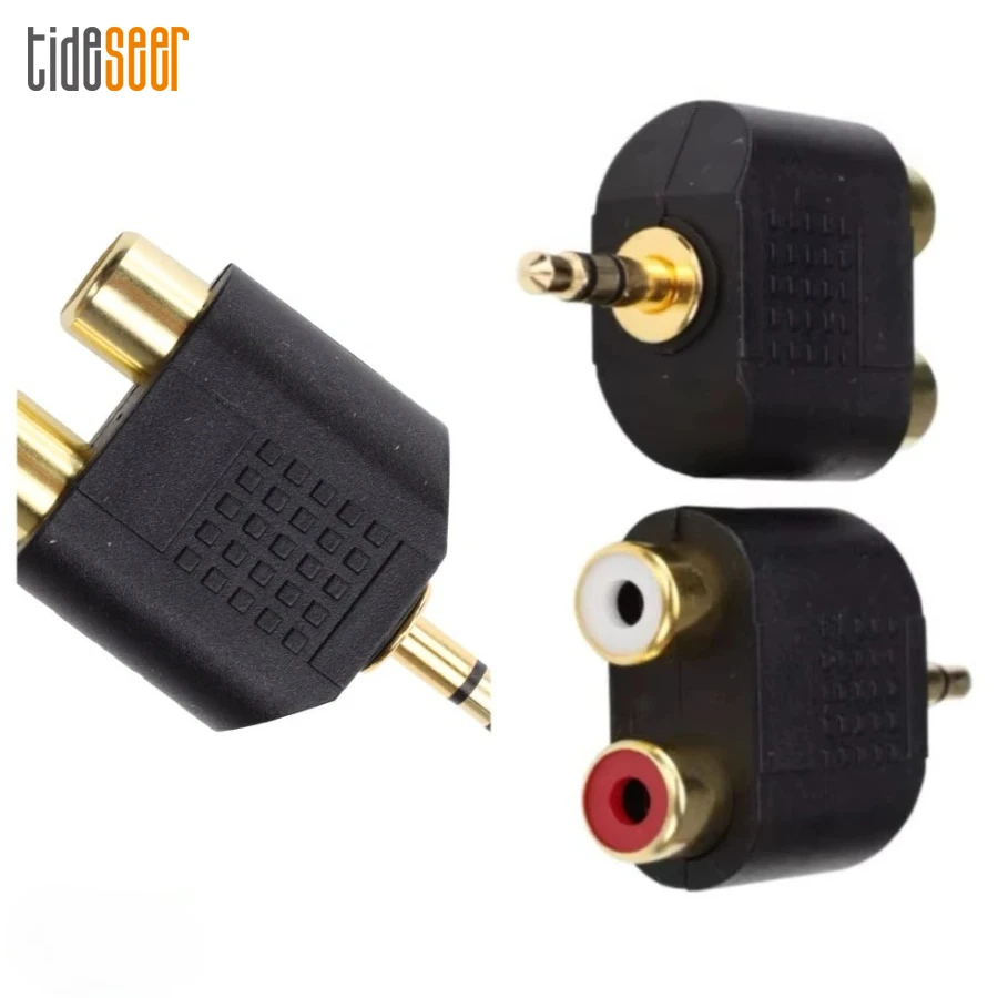 

100 шт. 3-контактный аудиоадаптер-разветвитель 3,5 мм (стерео) на 2-RCA (гнездо) для ТВ, домашнего кинотеатра, компьютера, наушников