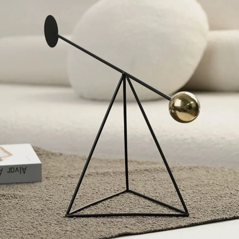 Modern Geometric Balance Sculpture Minimalist Iron Balance Ornament for Home Office Shelf Desktop Art Decoration