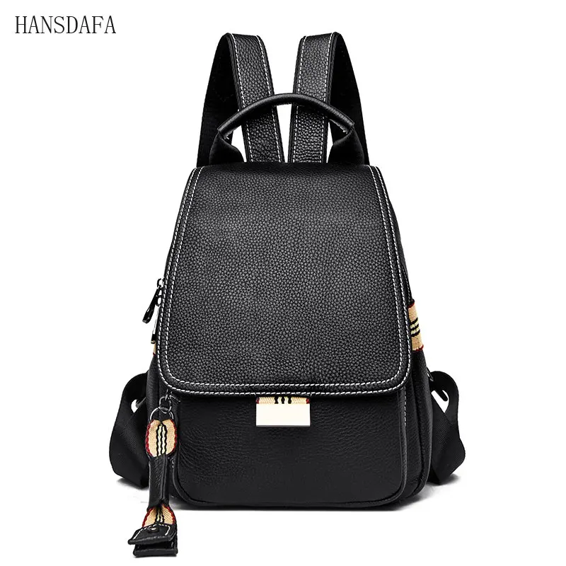 

Genuine Leather Women Backpack High Quality Cowhide Backpacks for Teenage Girls School Bag large capacity Female shoulder bags