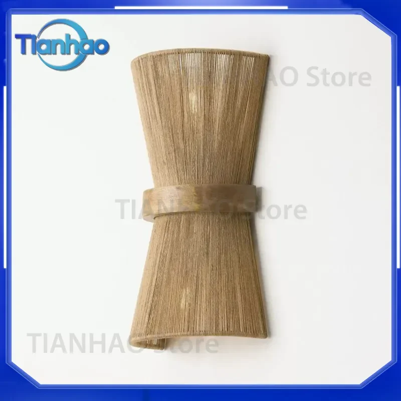 Wall Lamp for American Retro Style Bedroom Bedside Living Room Study Creative Medieval Hemp Rope Designer Aisle Lamp