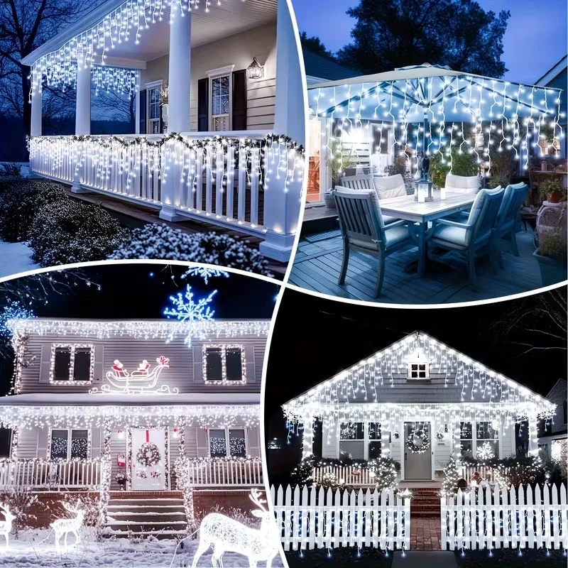 

Waterproof Indoor Outdoor Solar Icicle String Lights 3.5M 96Leds Decoration for Yard Garden Party Wedding Curtain Lighting