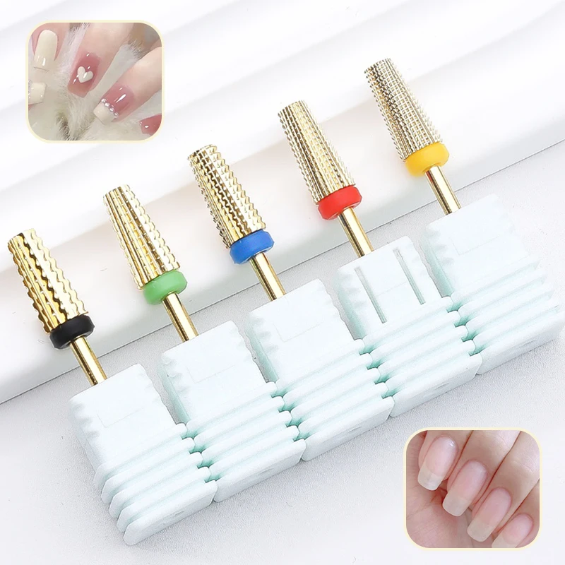 5 In 1 Tungsten Carbide Milling Cutter Nail Drill Bits For Electric Nail Drill Manicure Machine Pedicure Nail File Accessories