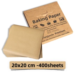 400Pcs 20x20cm Precut Parchment Paper Baking Sheets Unbleached for Baking Cookies Frying Air Fryer Cooking Grilling Rack Oven