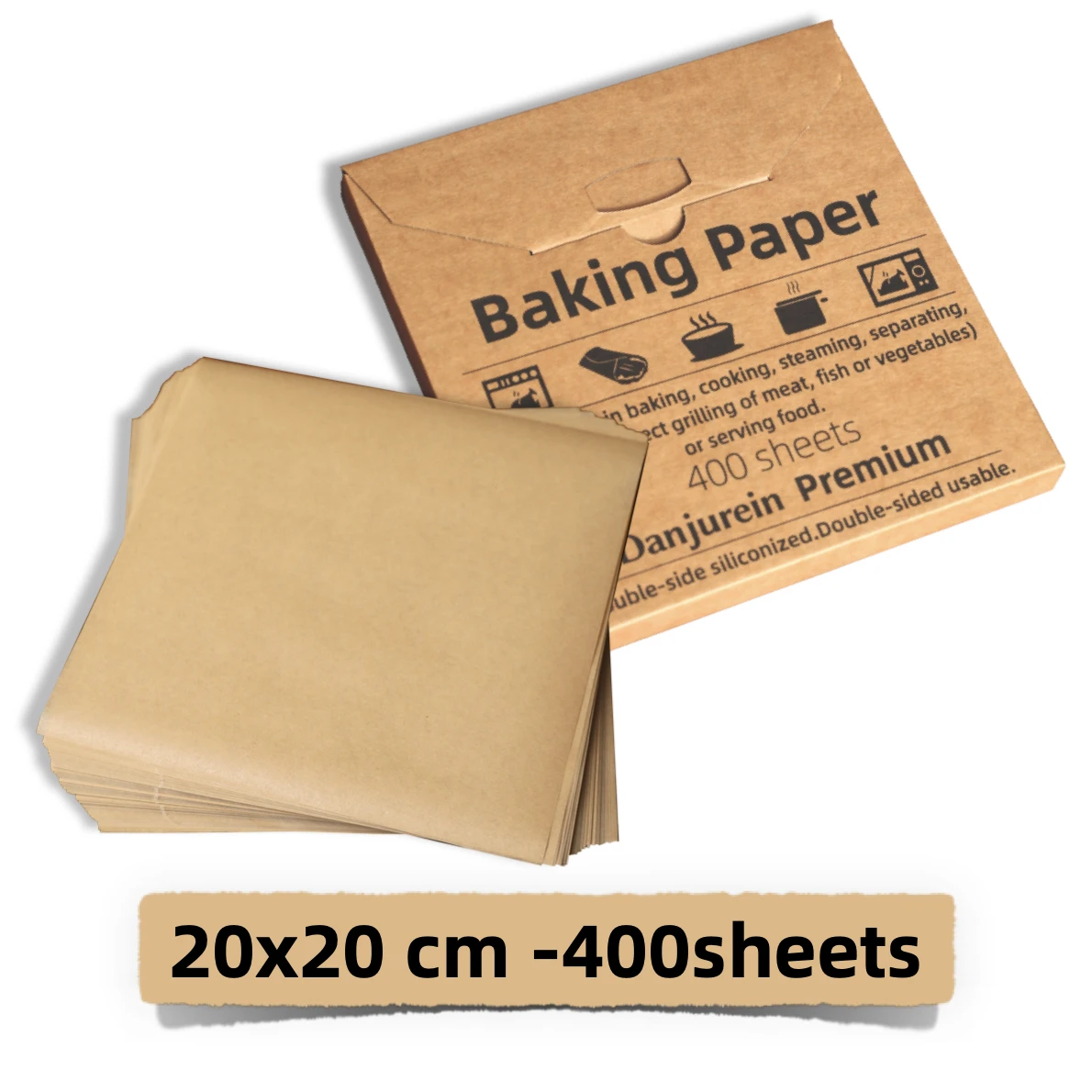 400Pcs 20x20cm Precut Parchment Paper Baking Sheets Unbleached for Baking Cookies Frying Air Fryer Cooking Grilling Rack Oven