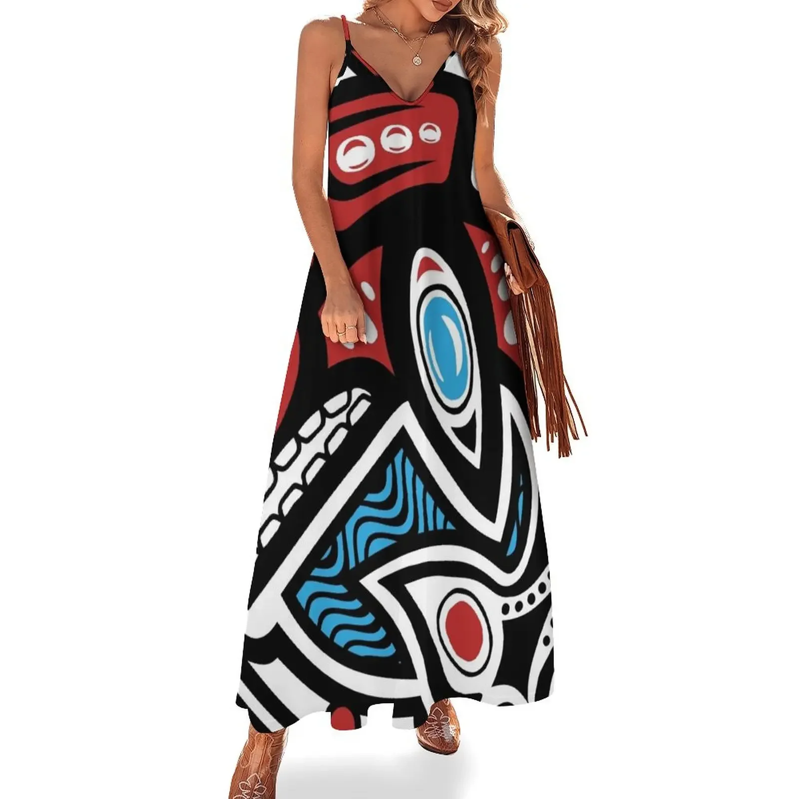 Orca Shamanic Animal Emblem Sleeveless Dress Summer dresses for women birthday dress for women birthday dresses for women